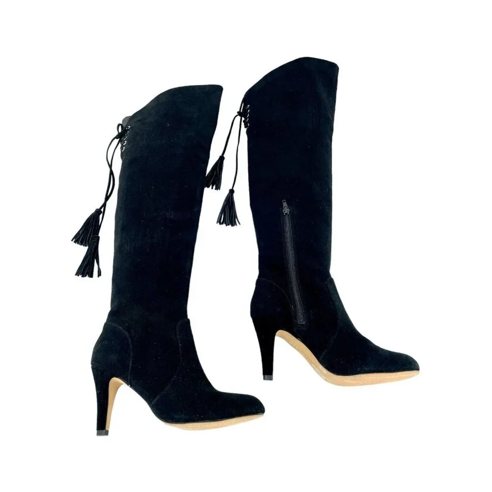 Vince Camuto Cherline Black Suede Leather Over the Knee Boots SZ 6 New